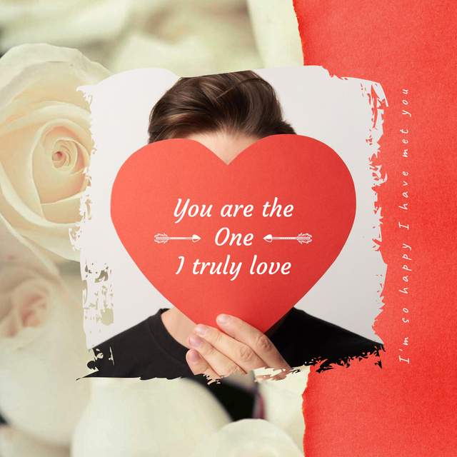 Platilla de diseño Young Man with Heart-shaped Valentine's Card Animated Post