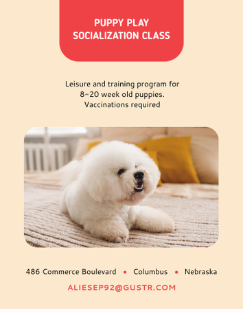 Puppy Socialization Class Announcement with Cute Dog Poster 22x28in Design Template