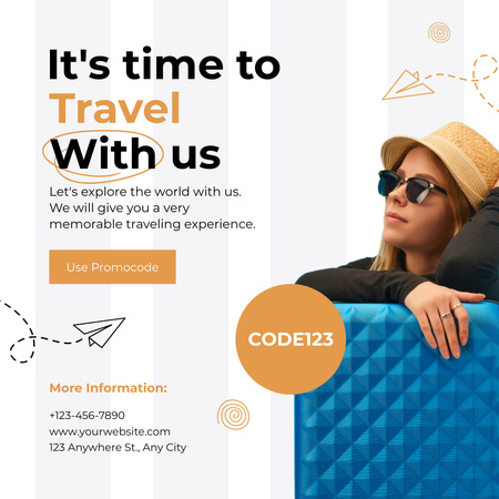 Platilla de diseño Travel Agency Ad with Tourist with Suitcase Instagram