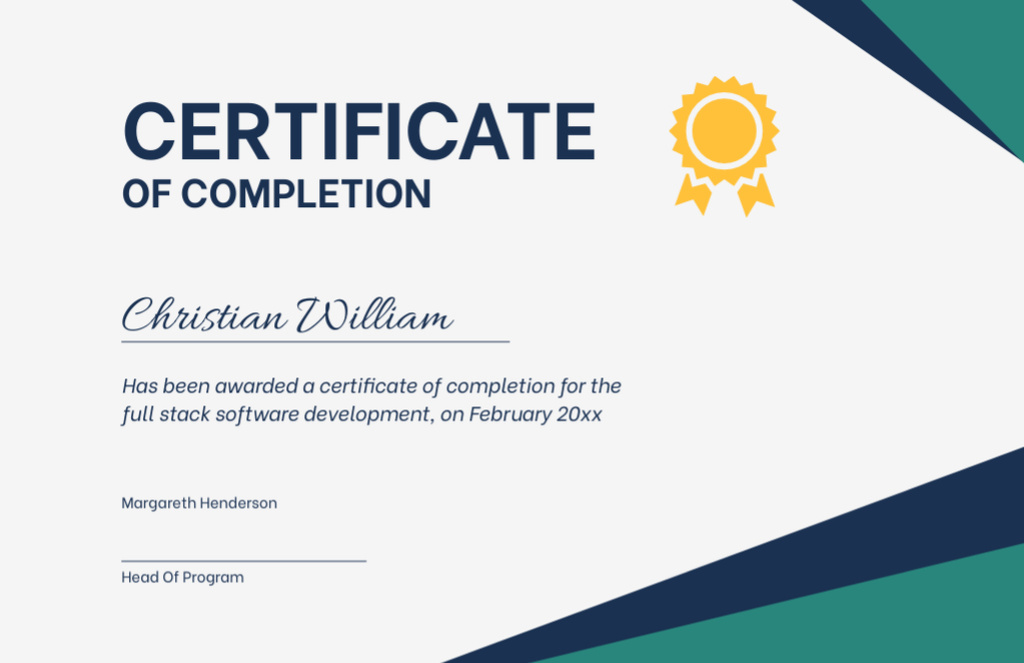 Award for Completion Software Development Studies Certificate 5.5x8.5inデザインテンプレート