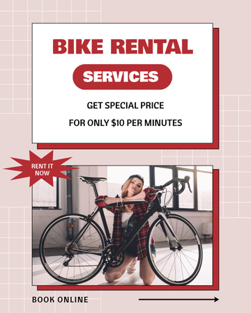 Szablon projektu Specjalna cena na wypożyczenie rowerów Instagram Post Vertical