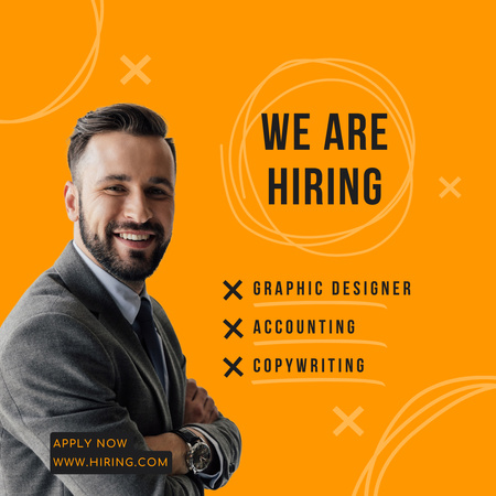 Open Positions Ad with Businessman Instagram AD Design Template