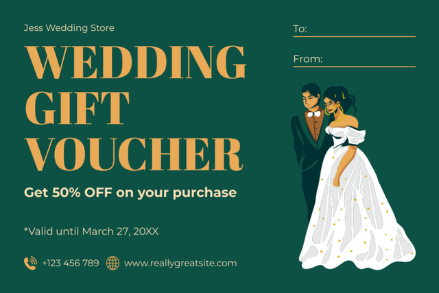 Wedding Deals with Happy Couple Gift Certificate Design Template