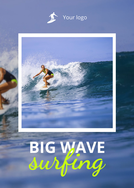 Woman is Surfing in Ocean Postcard A6 Vertical Modelo de Design