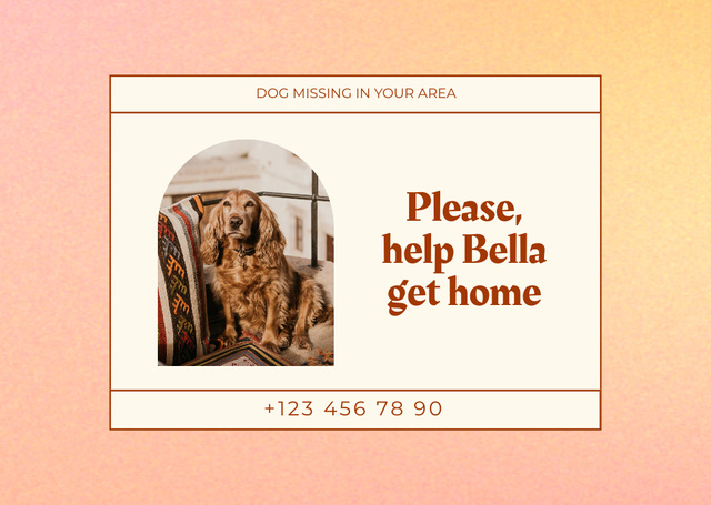 Missing Dog Searching Flyer A6 Horizontal Design Template