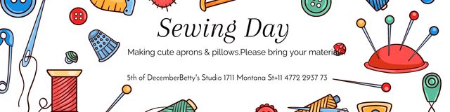 Plantilla de diseño de Sewing day event Announcement Twitter 