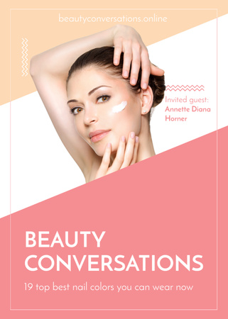Woman applying Cream at Beauty event Flayer Design Template