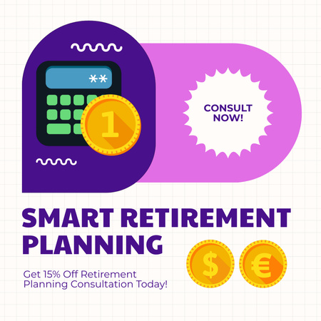 Plantilla de diseño de Descuento en consulta sobre planificación inteligente de la jubilación Animated Post 