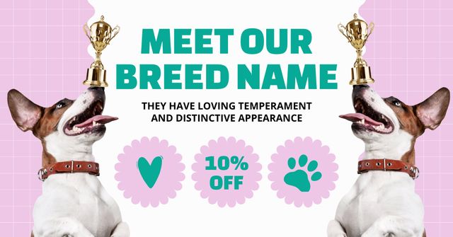 Cute and Friendly Dogs for Adoption Facebook AD Design Template