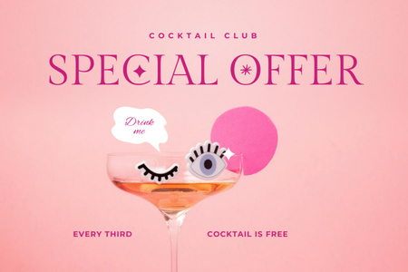 Cocktail Club Special Offer Flyer 4x6in Horizontal tervezősablon