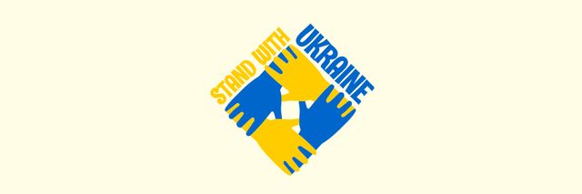 Plantilla de diseño de Hands colored in Ukrainian Flag Colors Email header 