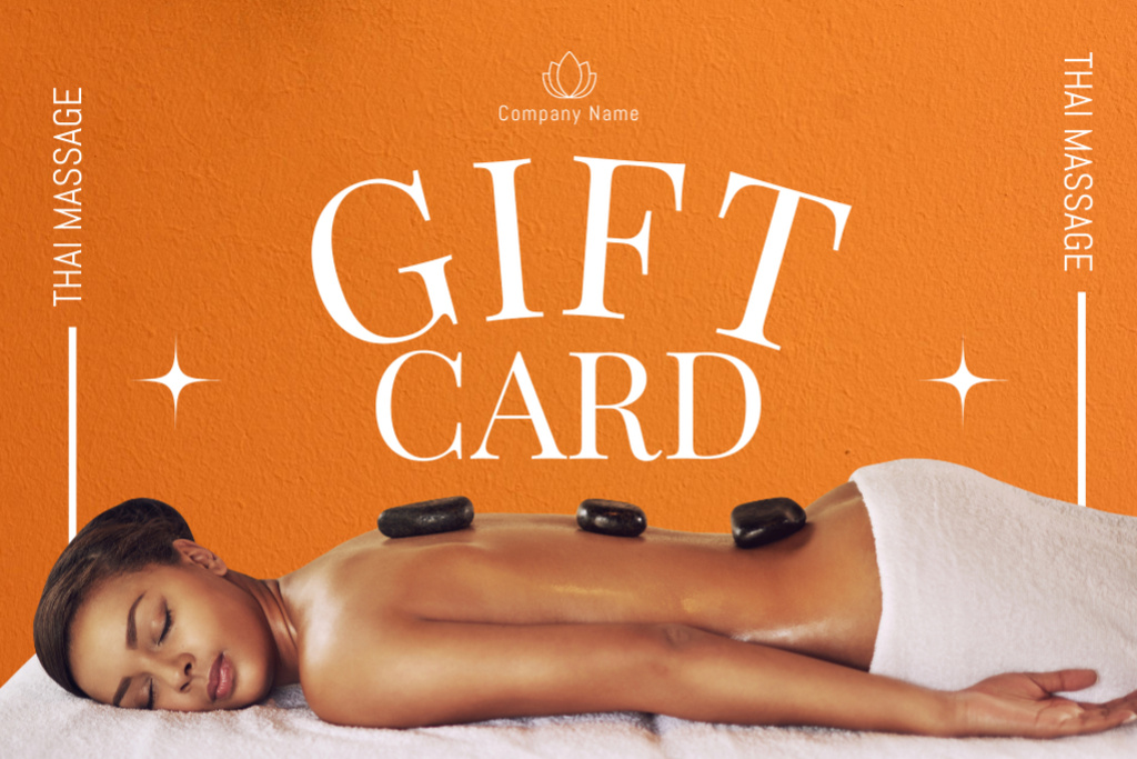 Ontwerpsjabloon van Gift Certificate van Hot Stones Massage Therapy Advertisement