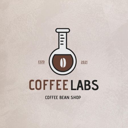 Coffee Beans Shop Ad with Test Flask Logo Design Template