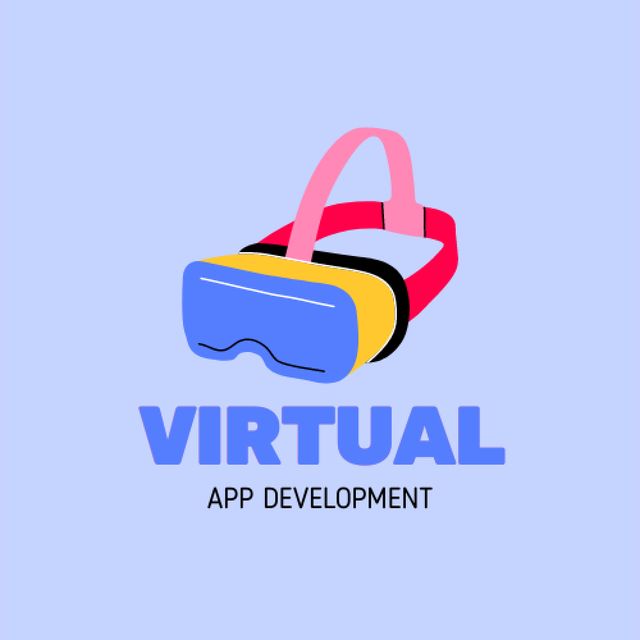 App Ad with Illustration of Virtual Reality Glasses Animated Logo Design Template