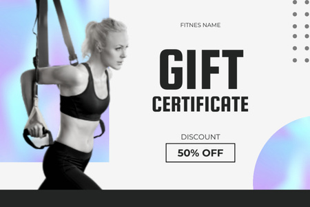 Athletic Woman for Sports Equipment Sale Gift Certificate Design Template