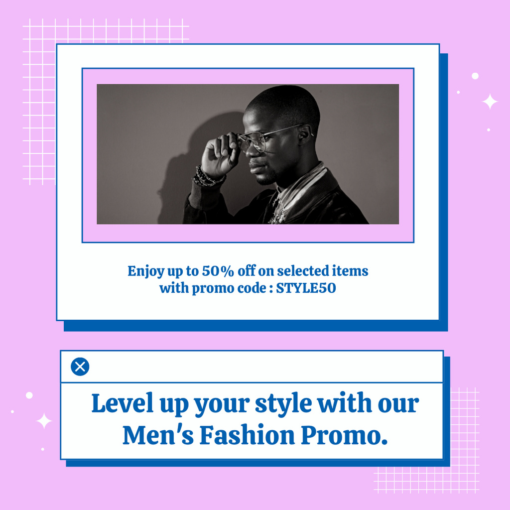 Announcement of Men's Fashion Promo Instagram AD – шаблон для дизайну