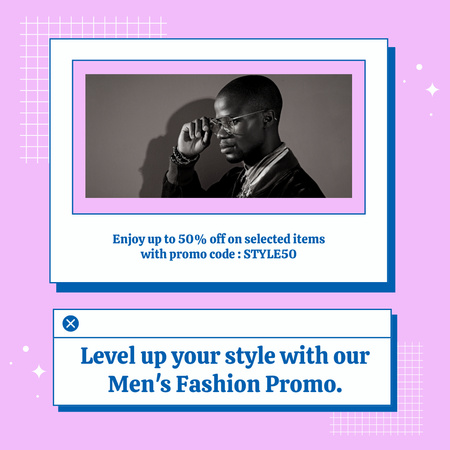Announcement of Men's Fashion Promo Instagram AD Design Template