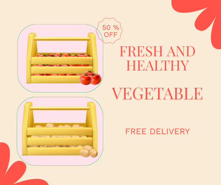 Template di design Fresh Potatoes And Tomatoes With Delivery Facebook