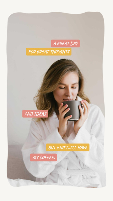 Modèle de visuel Woman enjoying Morning Coffee - Instagram Story