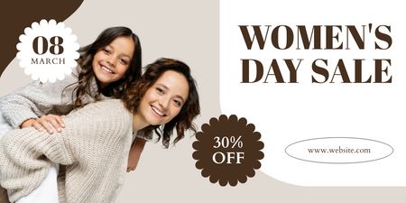 International Women's Day Sale with Beautiful Mother and Daughter Twitter Design Template