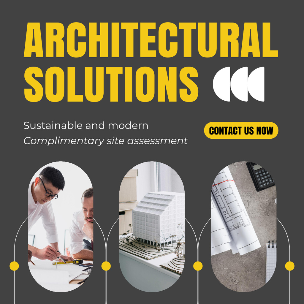 Architectural Solutions Ad with Mockup of Building Instagram Tasarım Şablonu