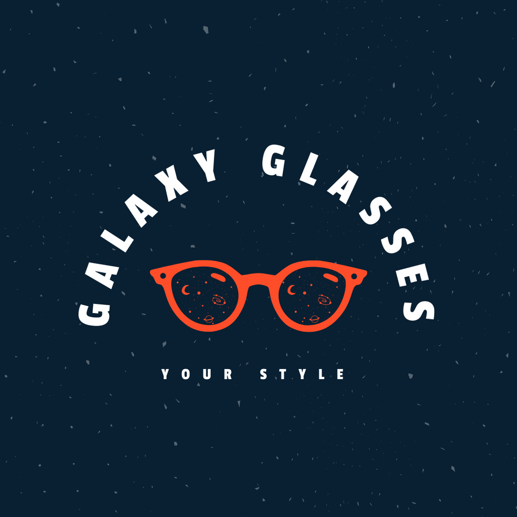 Illustration of Glasses in Starry Sky Logo 1080x1080pxデザインテンプレート