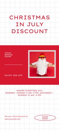 Christmas Sale Announcement in July with Funny Santa Flyer 3.75x8.25in Design Template