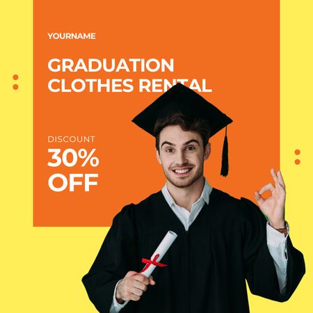 Plantilla de diseño de Servicios de alquiler de ropa de graduación. Instagram 