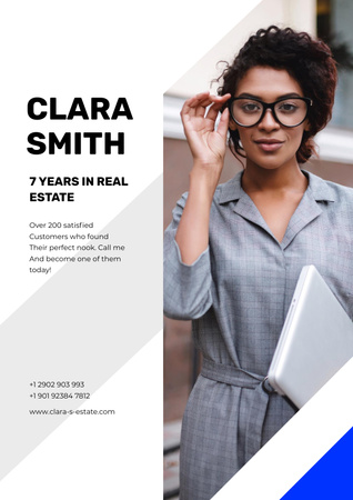 Real Estate Agent Smiling Woman Poster Design Template
