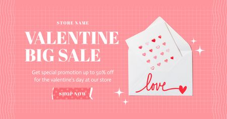 Designvorlage Valentinstag-Verkauf mit Postumschlag für Facebook AD