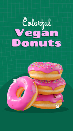 Ontwerpsjabloon van Instagram Video Story van Kleurrijke veganistische donuts tegen gereduceerde prijs in doos
