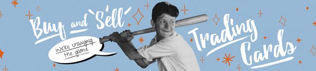 Platilla de diseño Sport Cards with Baseball Player with Bat Ebay Store Billboard