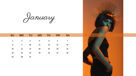Attractive Woman with Diadem on Her Head  Calendar – шаблон для дизайну