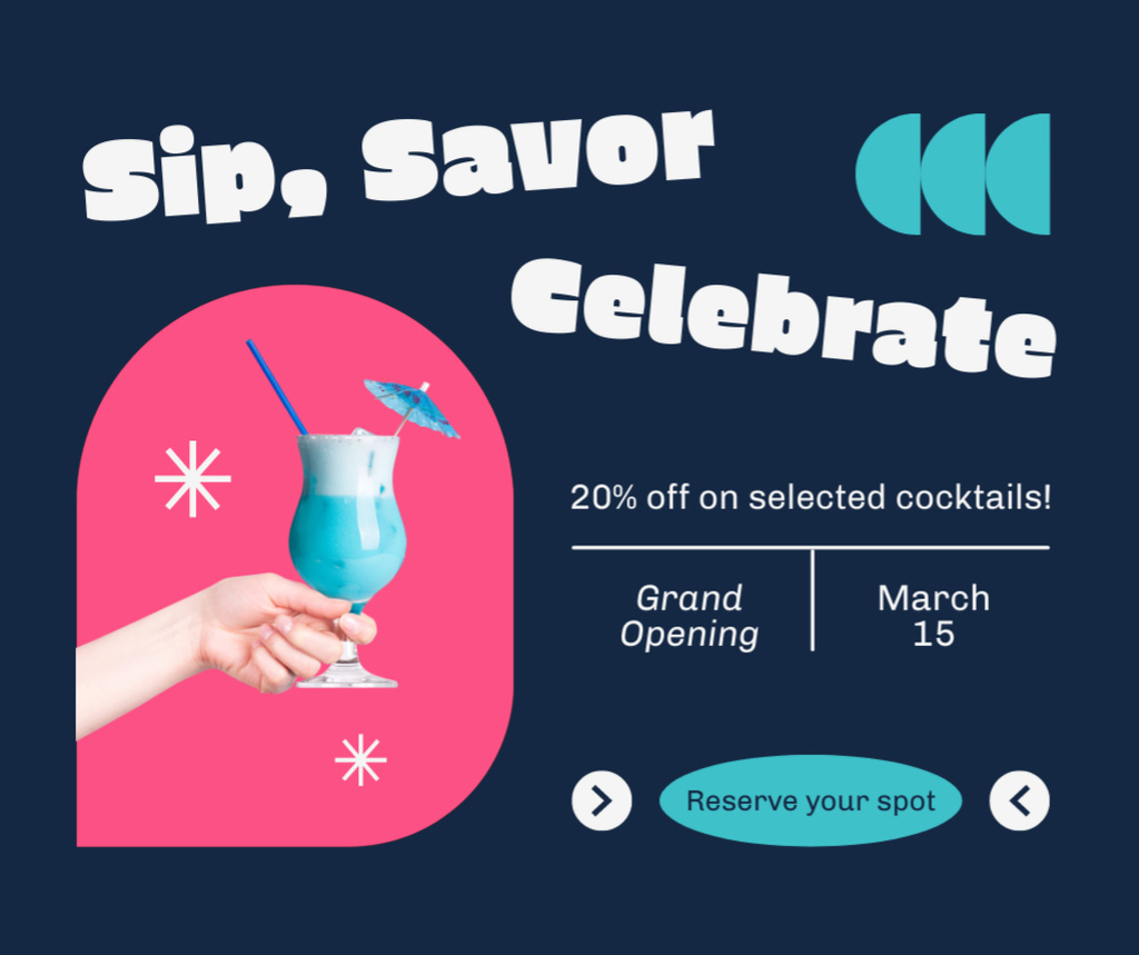 Stunning Cocktails With Discount Due Grand Opening Event Facebook – шаблон для дизайну