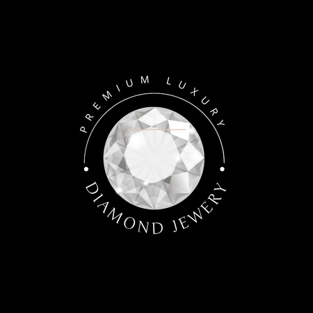 Jewelry Ad with Diamond in Black Logo 1080x1080px Design Template