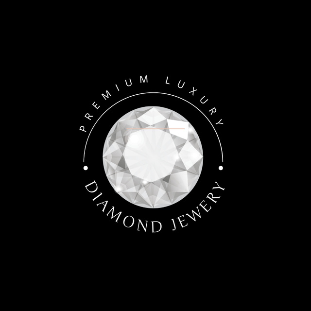 Ontwerpsjabloon van Logo 1080x1080px van Jewelry Ad with Diamond in Black
