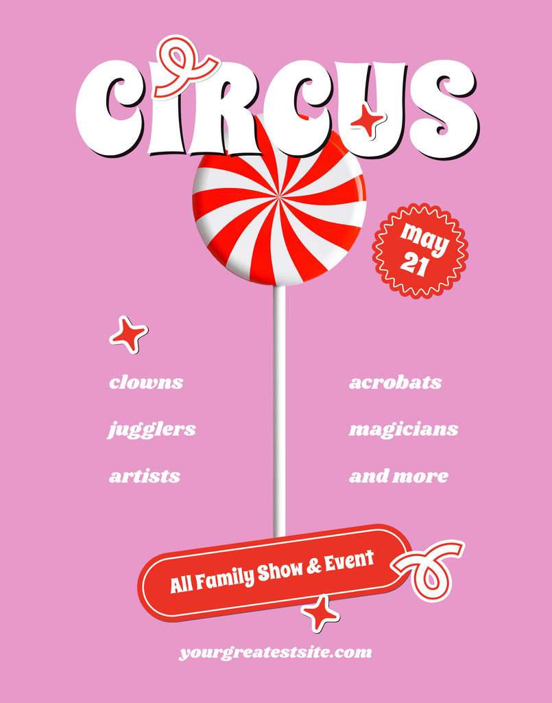 Entertaining Circus Show Announcement with Lollipop In Spring Poster 22x28in Design Template