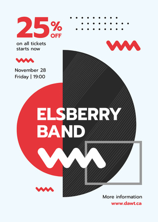 Band Concert Announcement with Minimalistic Elements Flyer A6 tervezősablon