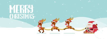 Santa riding in sleigh on Christmas Facebook Video cover Tasarım Şablonu