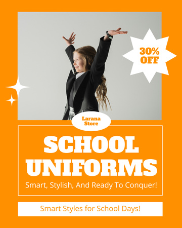 School Uniform Discount on Orange Instagram Post Vertical Design Template