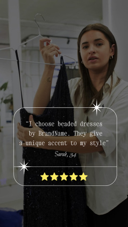Handmade Beaded Dresses Testimonial Instagram Video Story tervezősablon