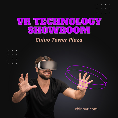 Man in Virtual Reality Glasses Instagram ADデザインテンプレート