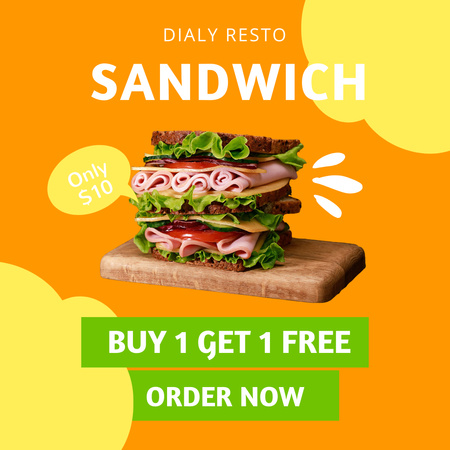 Tasty Sandwich Offer Instagram Design Template