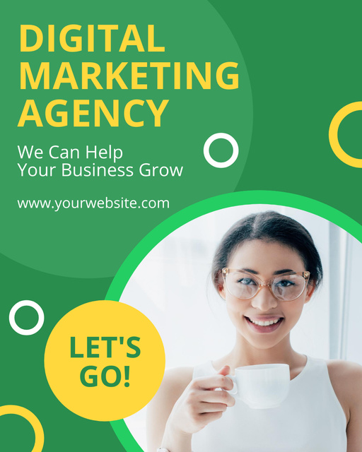 Digital Marketing Agency Service Offer with Young Asian Woman Instagram Post Vertical – шаблон для дизайну