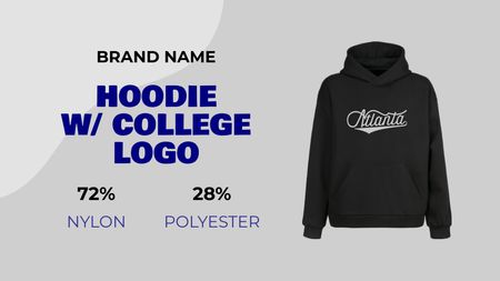 College Apparel and Merchandise Sale with Black Hoodie Label 3.5x2in Design Template
