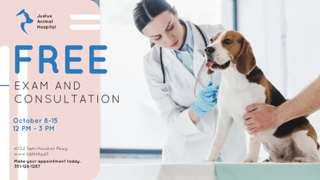 Vet Clinic Ad Doctor with Dog FB event cover Design Template
