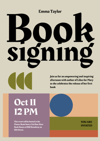 Plantilla de diseño de Book Signing Announcement on Bright Pattern Poster B2 