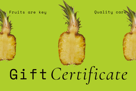 fruit shop Gift certificate with pineapples Gift Certificate Design Template
