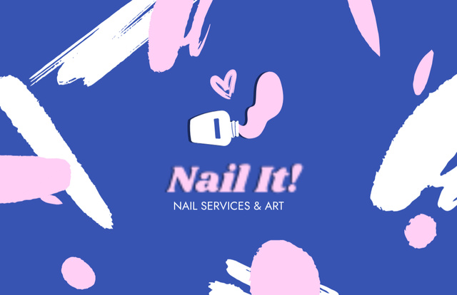 Beauty Salon Ad with Nail Polish Bottle Illustration Business Card 85x55mm Πρότυπο σχεδίασης