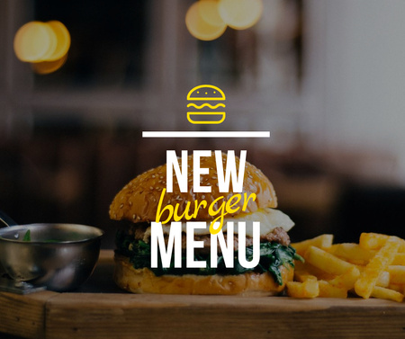 Fast Food Menu offer Burger and French Fries Facebook Modelo de Design